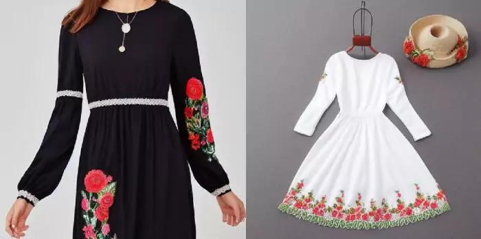 embroidered dress long sleeve